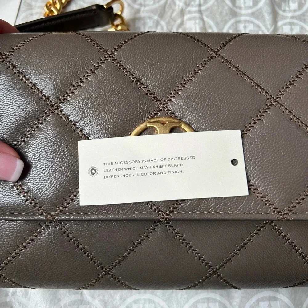 NWT Tory Burch Willa Chain Wallet Crossbody Bag Volcanic Stone